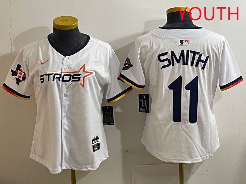 Youth Houston Astros #11 Smith White three generations Joint Name Nike 2025 MLB Jersey style 8
